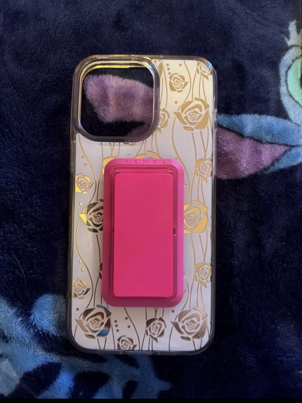 Pink Floral Phone Case with Pink Handle Grip